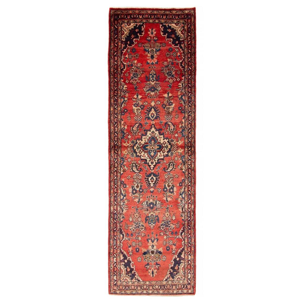 ECARPETGALLERY Hand-knotted Andelz Red Wool Rug - 2' 9" x 9' 4"