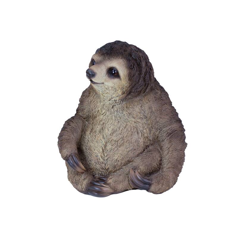 Sitting Sloth Outdoor Garden Statue - 14" - Brown