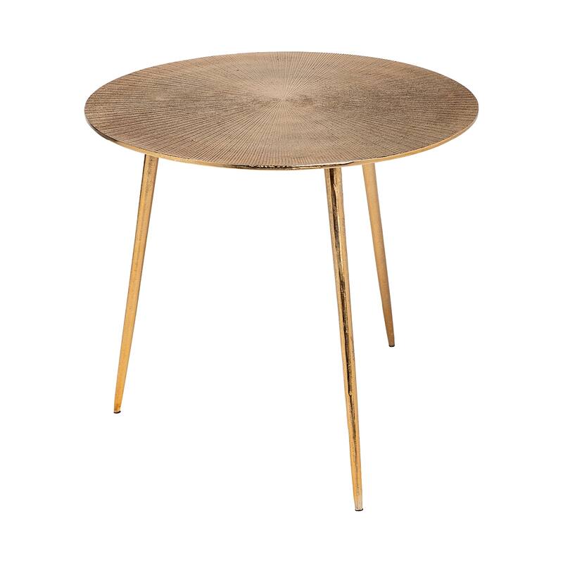 Reva Gold Cast Aluminum Round Accent Table - Large - 24"L x 24"W x 21"H