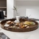 preview thumbnail 15 of 68, KINWELL Round Black Walnut Wood Serving Tray Ottoman Tray with Handles