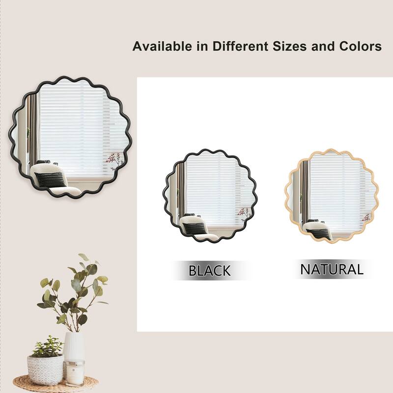 Modern 36"x36" Wavy Frame Solid Wood Wall Mirror - HD Reflection for Home Décor in Any Room