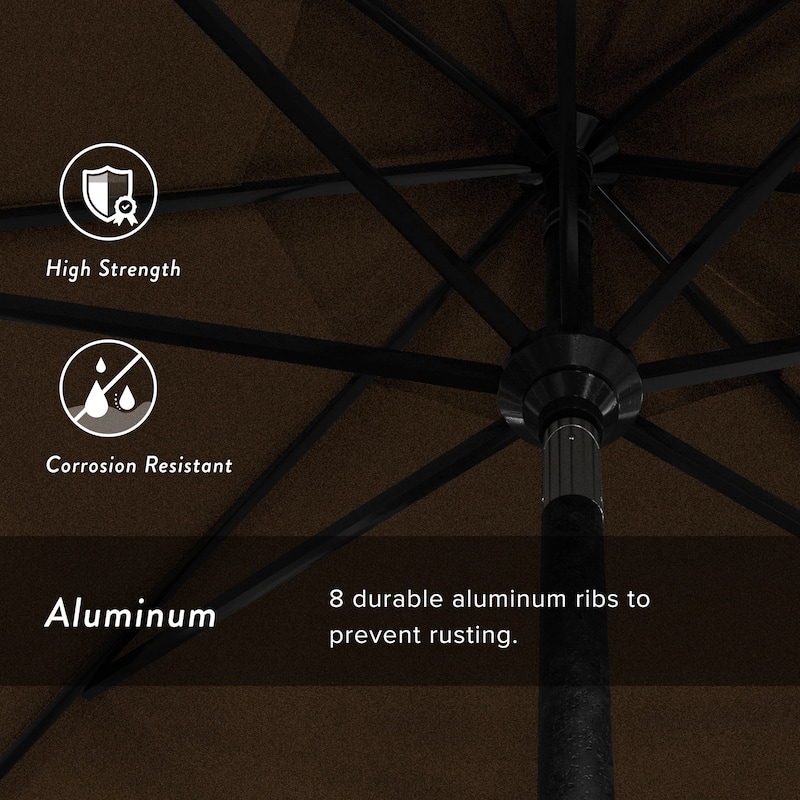 California Umbrella 11' Rd Golden State Series Patio Umbrella Black Aluminum Frame Crank Lift Collar Tilt Sunbrella