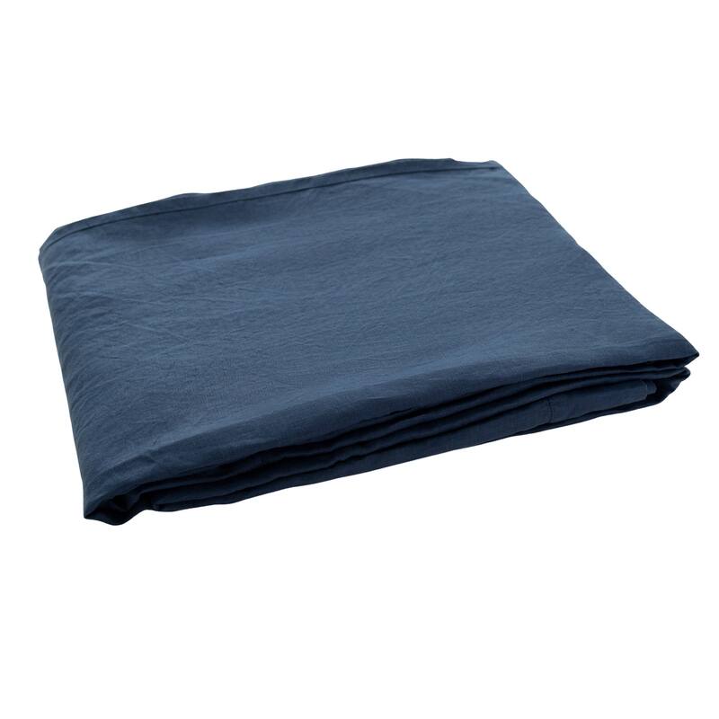 HomeRoots Navy Blue Linen King Fitted sheet