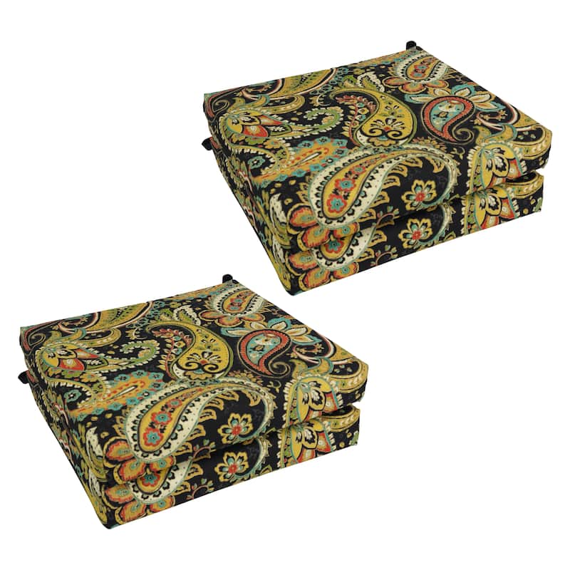 20-inch by 19-inch Indoor/Outdoor Chair Cushions (Set of 4) - 20 x 19 - Hadia Franco Noir