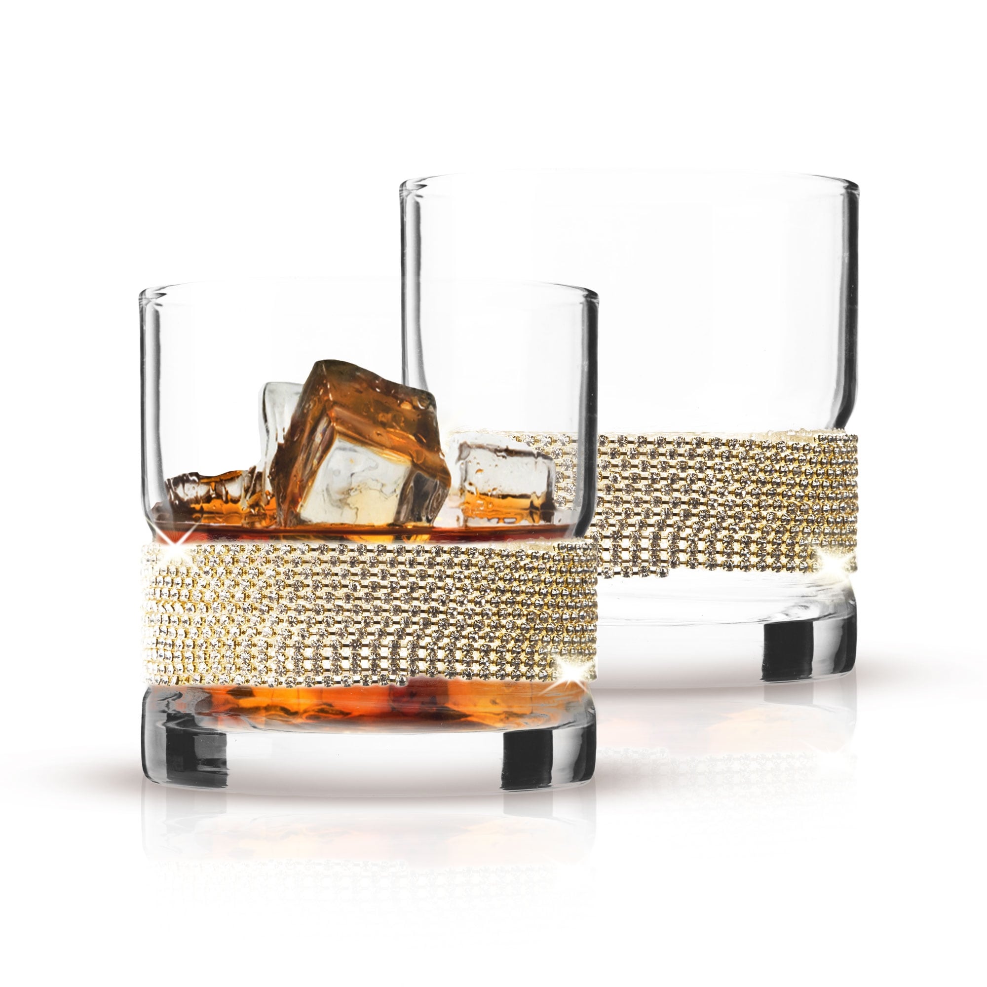 Berkware Crystal Old Fashioned Whiskey Glass with Gold Design