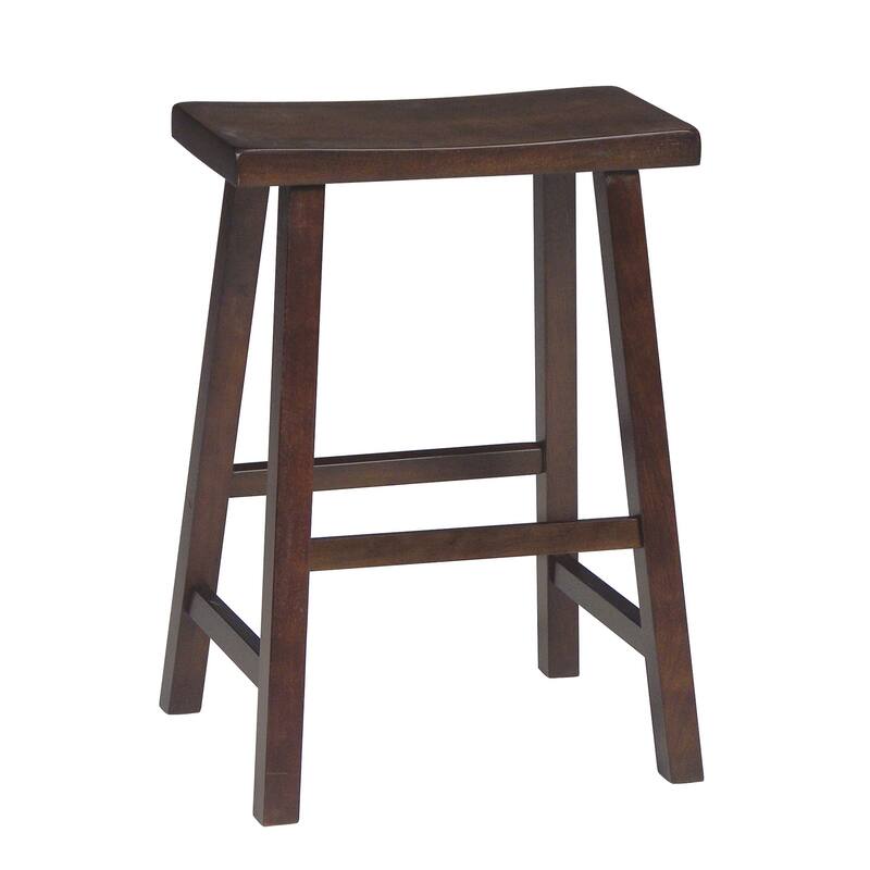 International Concepts Solid Wood Saddle Seat Dining Stool - Walnut - Counter Height