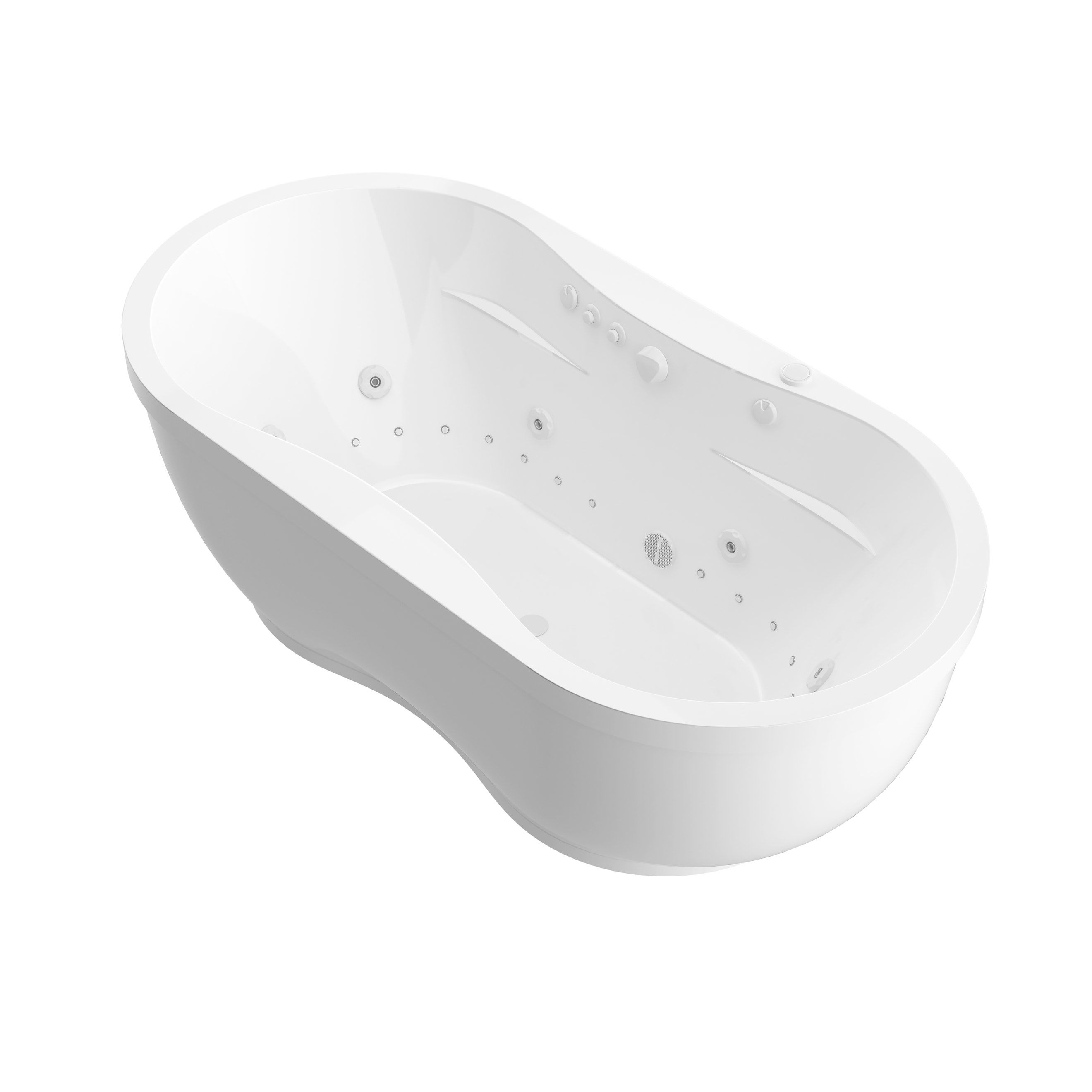 Atlantis Whirlpools Embrace 34 x 71 Oval Freestanding Dual Water Jetted Bathtub in White