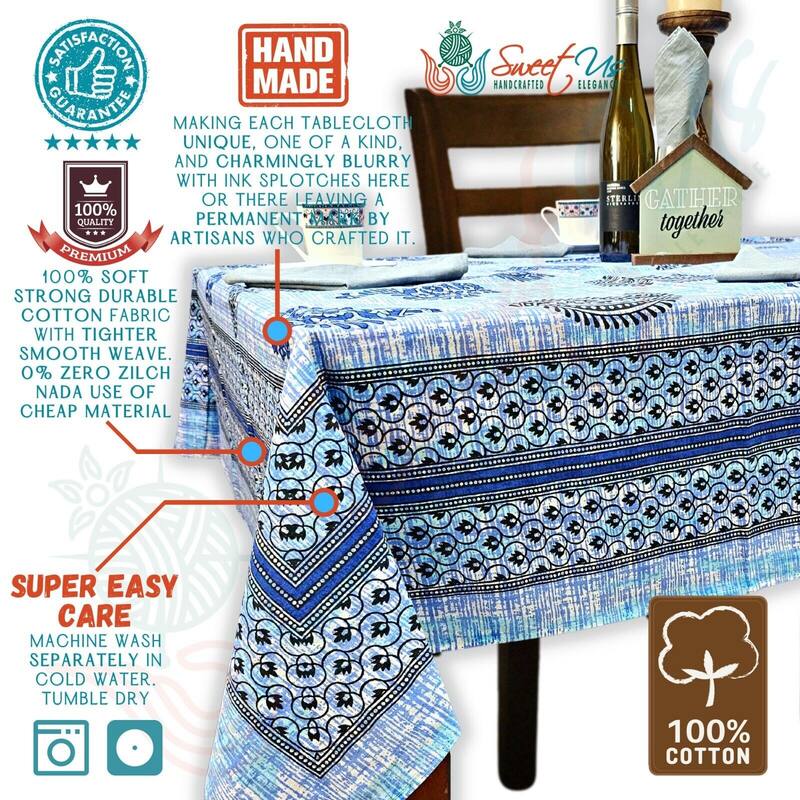 Cotton Floral Tablecloth Rectangle - 70 x 102 in.