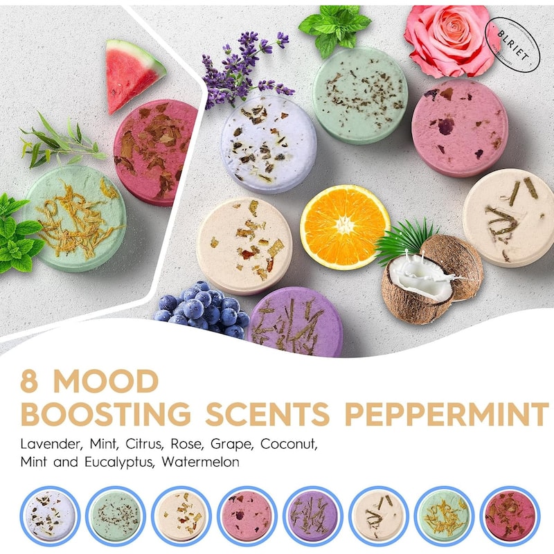 Natural Home Spa Self Care Relaxation Shower Bombs Beauty Gifts 8 Pack