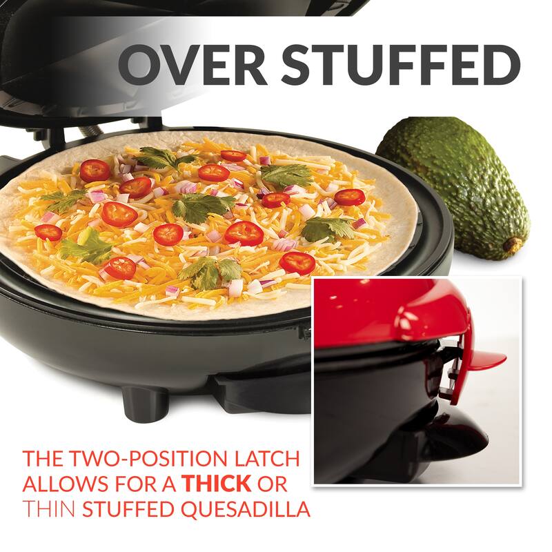 Taco Tuesday 6-Wedge Electric Quesadilla Maker with Extra Stuffing Latch