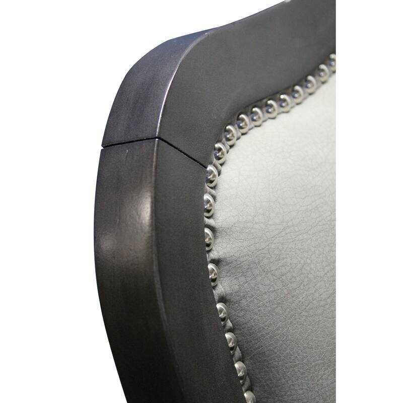 Game Room Dining Chair Set of 2, Wood Nailhead Accent Chairs with Casters, Modern Gray Upholstered Seating