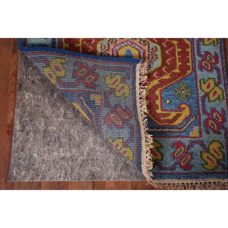 Geometric Blue Kazak Oriental Runner Rug Handmade Wool Carpet - 2'5"x 9'10"