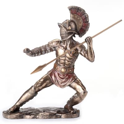 9.65" H MURMILLO GLADIATOR WIELDING HASTA Cold Cast Bronze - 3.94"x7.68"x9.65"