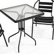 preview thumbnail 12 of 35, 23.5" Square Glass Metal Table with 2 Metal Aluminum Slat Stack Chairs