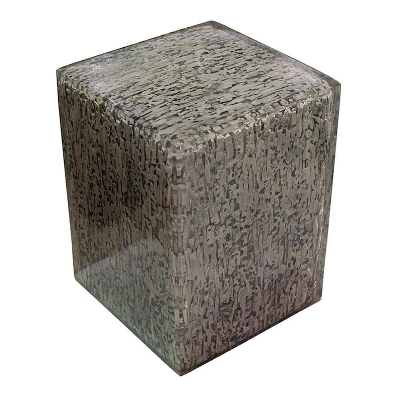 11.5 in. Gray Square Wood End Table with Pedestal Base