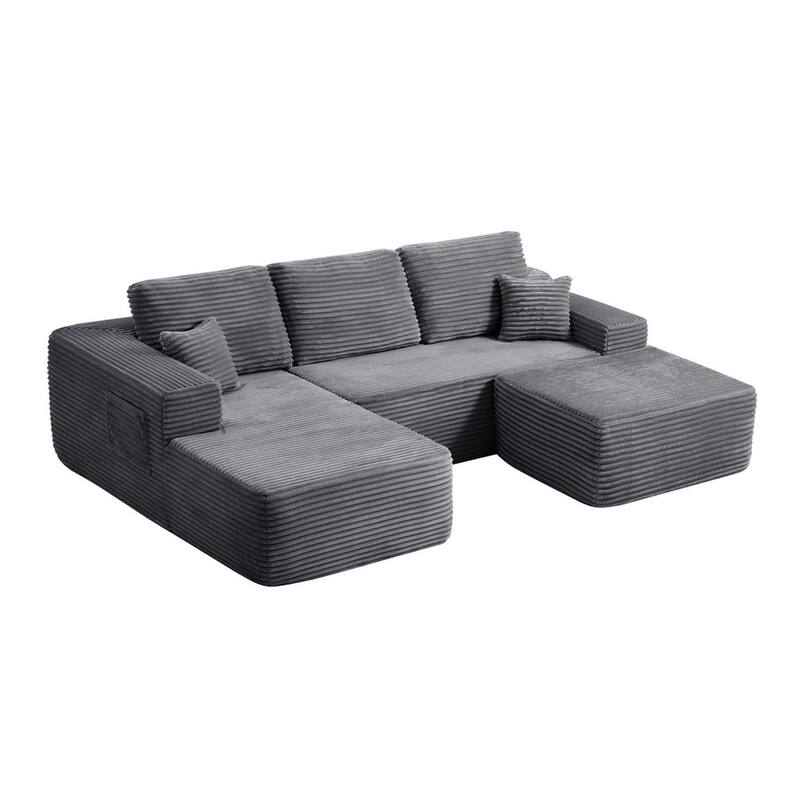 104'' L-Shaped Modern Modular Sectional Sofa with Moveable Ottoman