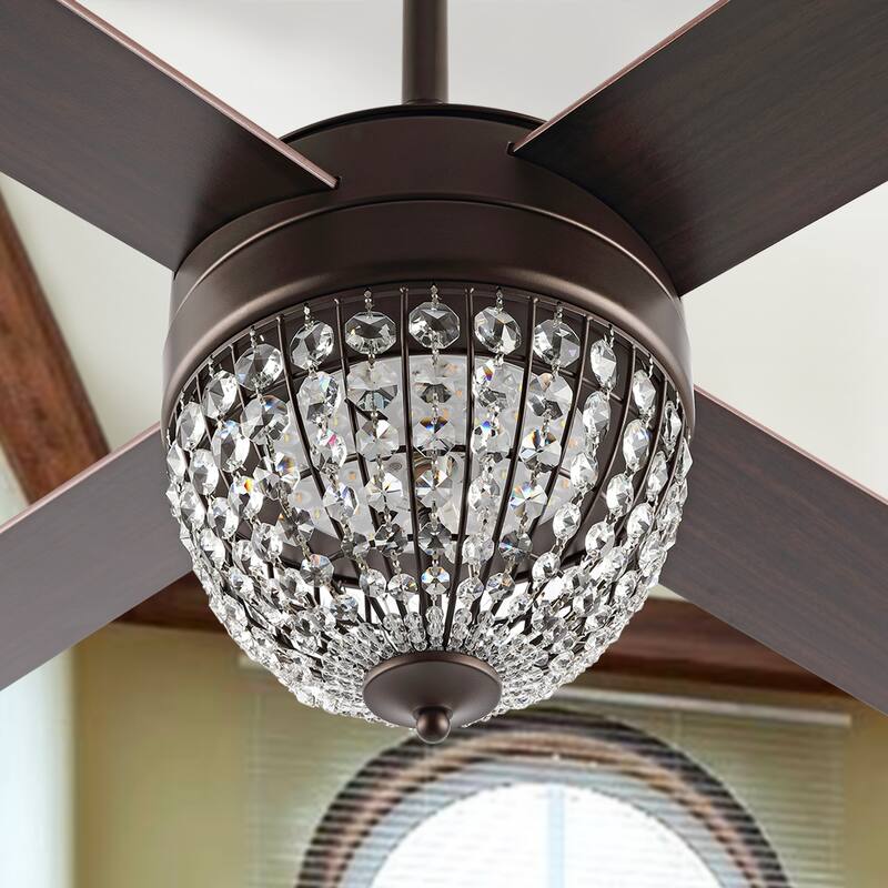 SAFAVIEH Lighting Crista 3 Light 48" Ceiling Fan - Oil Rubbed Bronze - 52"W x 52"D x 26"H