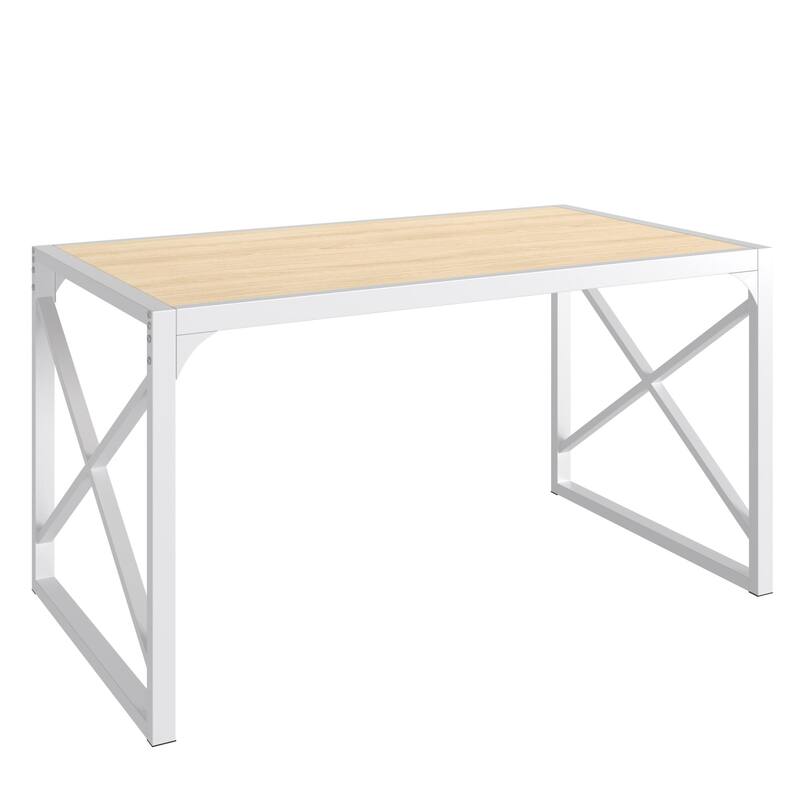44.3" Dining Table with Benches Kitchen Table set for 4 Rectangular Dining Room Table Set with 2 Metal Wood Benches