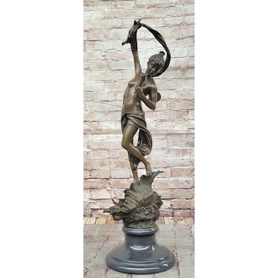 Z. Madri “Venus Emerging From A Conch Shell” – Clical Bronze Sculpture On Marble Base