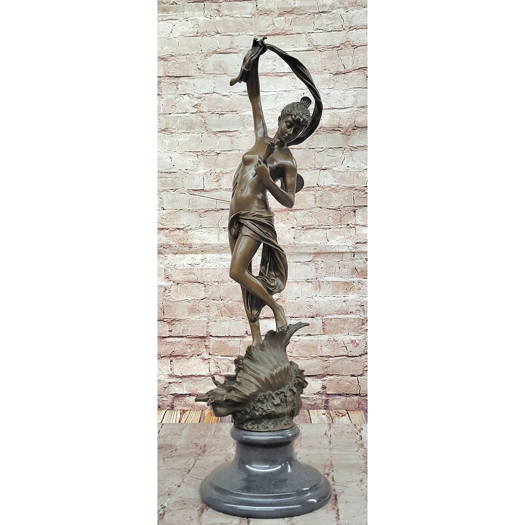 Z. Madri “Venus Emerging From A Conch Shell” – Clical Bronze Sculpture On Marble Base