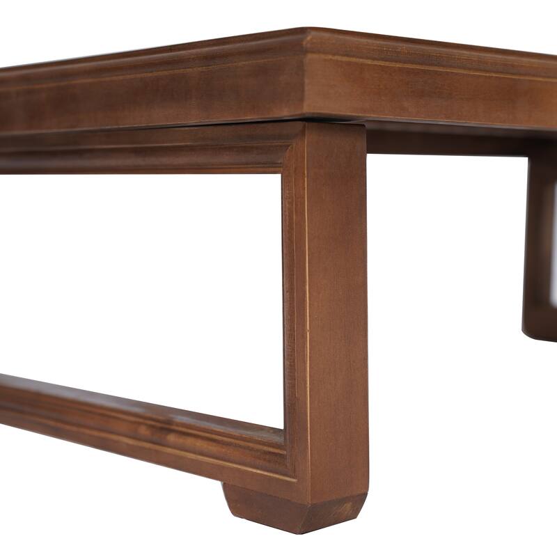 Roomfitters Outdoor Patio Coffee Table with Slatted Wood Design, Weather-Resistant Frame