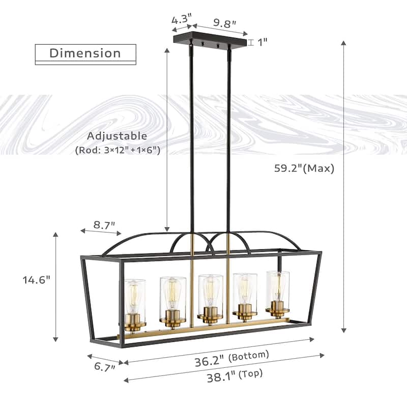 5-Light Kitchen Island Lighting Pendant Light