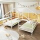 preview thumbnail 2 of 8, White Twin Metal Double Triangular House Beds with Table