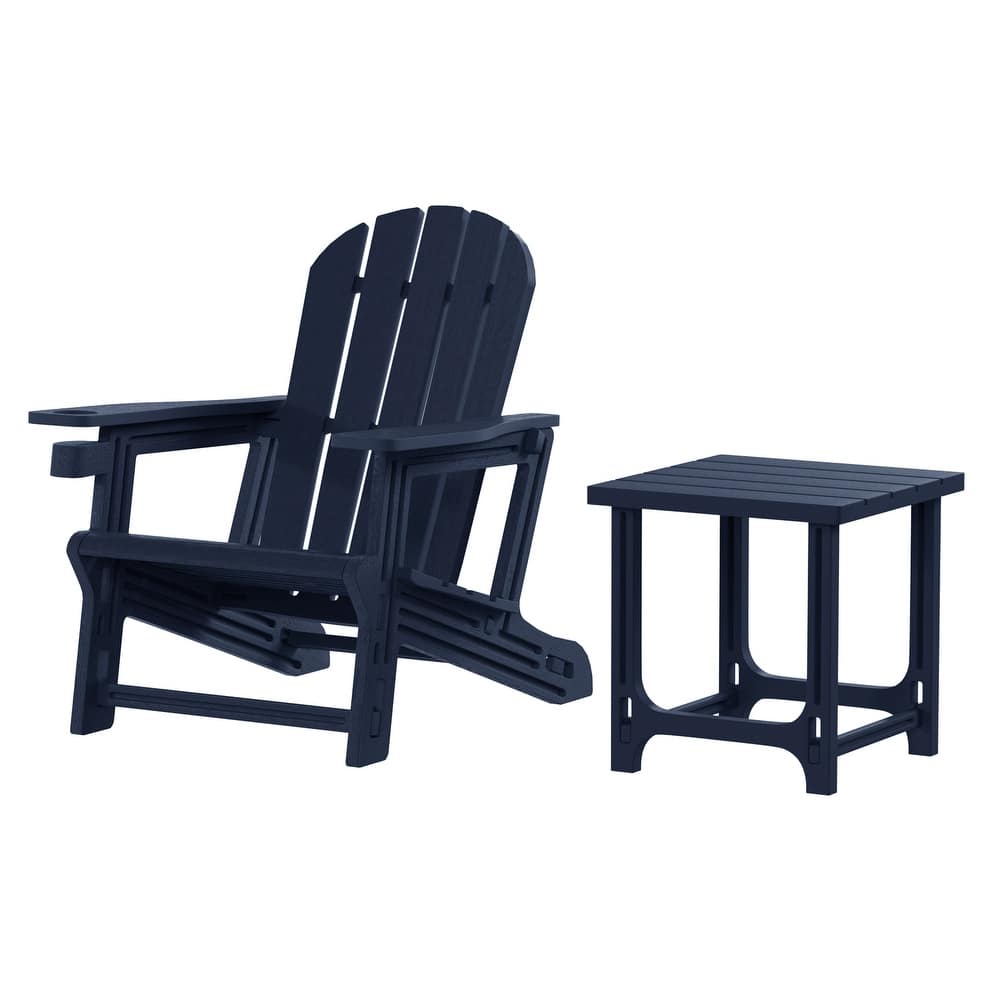 Coastline Outdoor Poly Adirondack Chair with Side Table