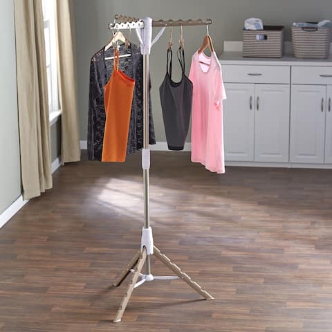 Household Essentials Durable and Lightweight Foldable Metal Clothes Drying, Rust and Stain Resistant, White