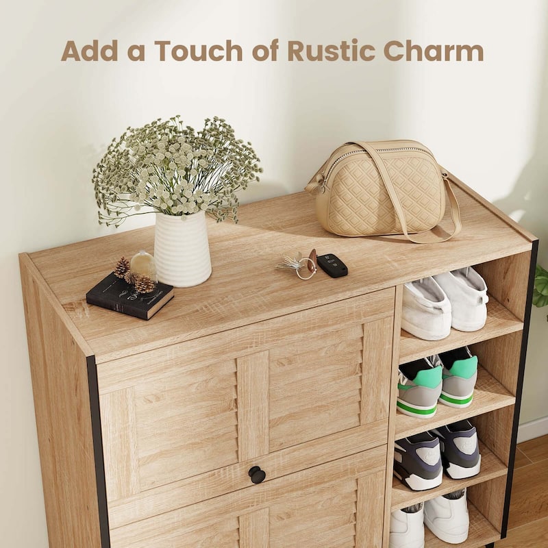 Costway Shoe Storage Cabinet with Flip Doors Adjustable and Removable - See Details