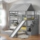 preview thumbnail 21 of 36, Twin over Twin House Bunk Bed with Trundle and Slide, Storage Staircase, Roof and Window Design, Solid Construction