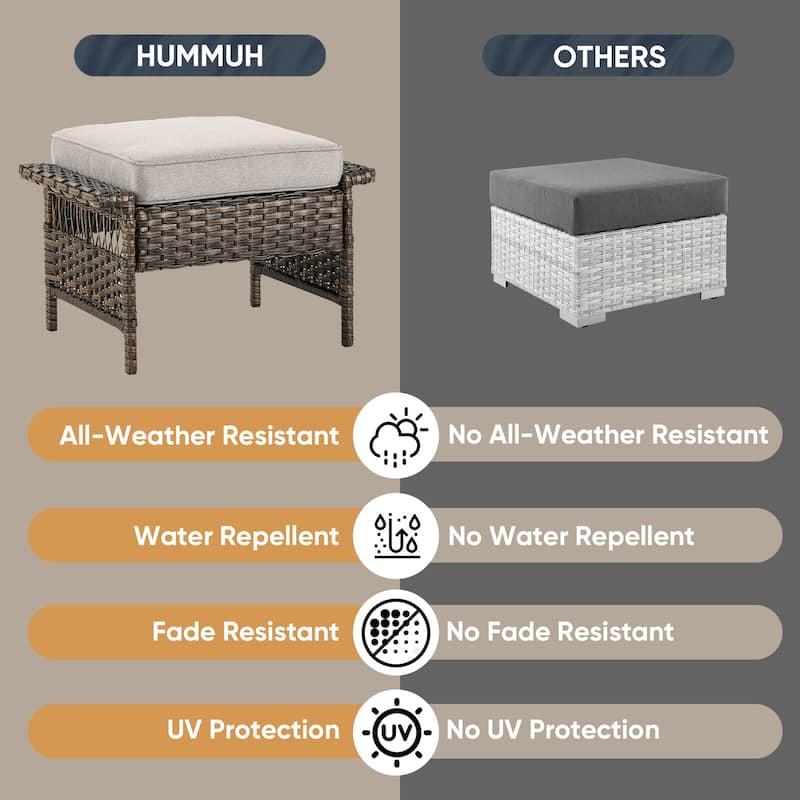 Outside Wicker Ottoman Footstools Set
