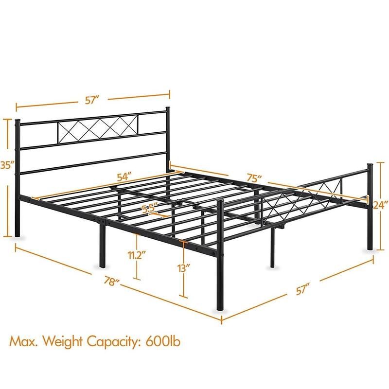 Traditional Powder Coated Slatted Metal Platform Bed