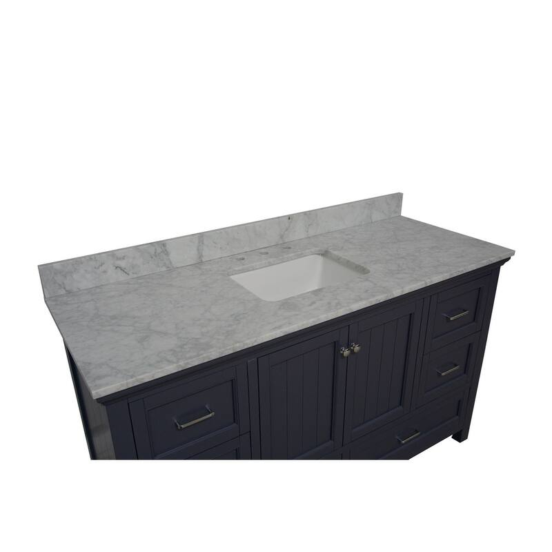 KitchenBathCollection Paige 60" Single Bathroom Vanity with Carrara Marble Top