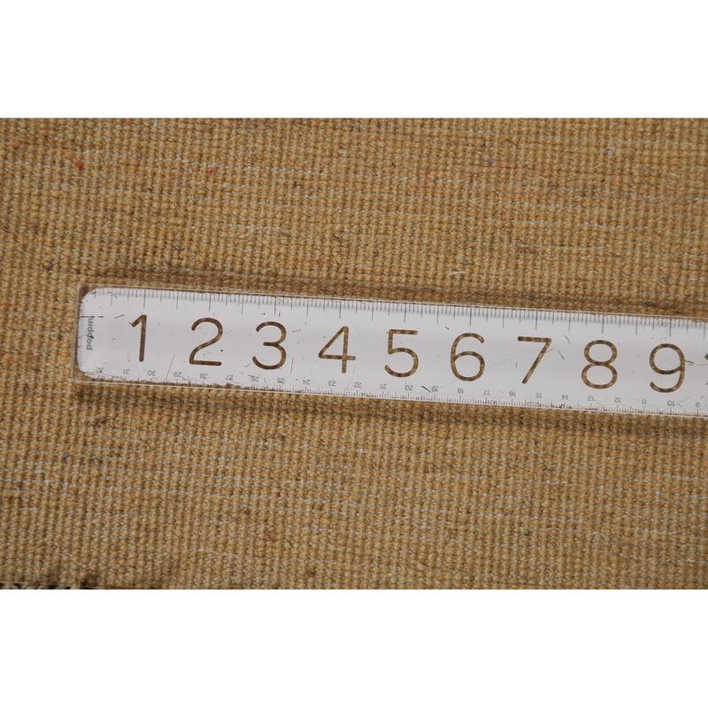 Gold Striped Modern Gabbeh Oriental Rug Handmade Wool Carpet - 4'10"x 6'6"