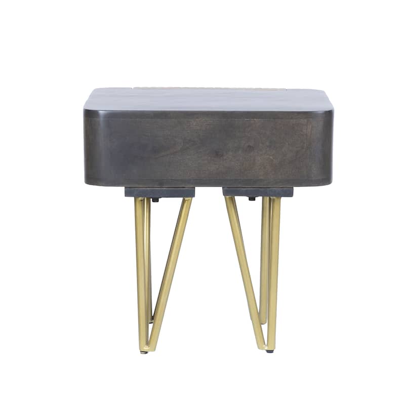 Vintage-Inspired Nightstand with Drawer, 18" Mango Wood Bedside Table