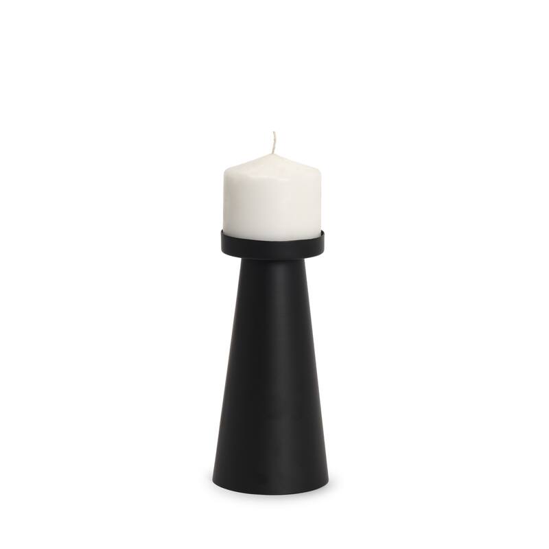 Quadir Medium Matte Black Metal Candle Holder - 3.5 x 3.5 x8