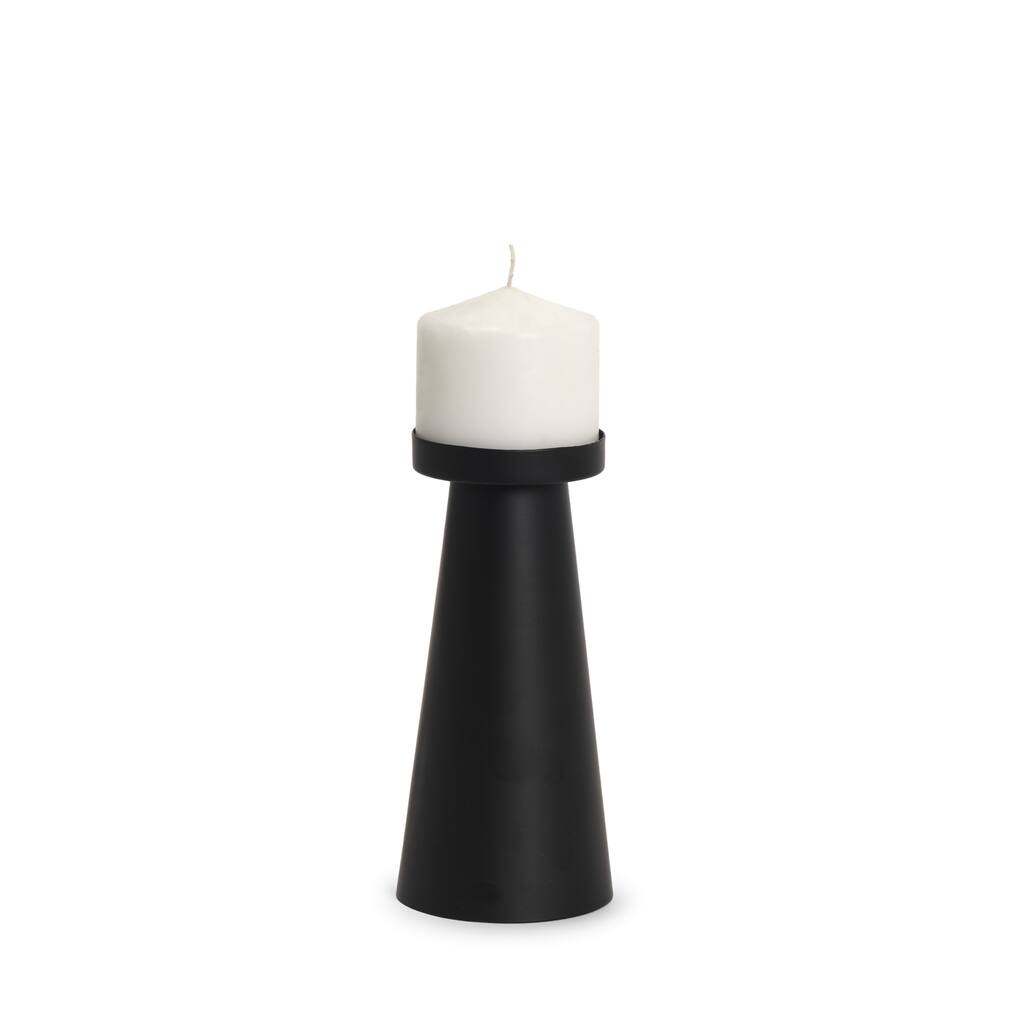 Quadir Medium Matte Black Metal Candle Holder - 3.5 x 3.5 x8