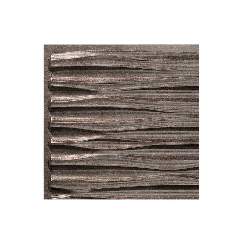 FASÄDE Dunes Horizontal Decorative Vinyl 2ft x 2ft Glue Up Ceiling Panel in Smoked Pewter (5 Pack) - 12in x 12in Sample - Smoked Pewter