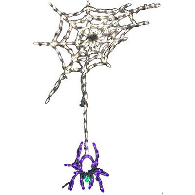 Haunted Hill Farm Halloween Indoor/Outdoor Spider Dangling from Web LED Light (32 in. x 45 in.)