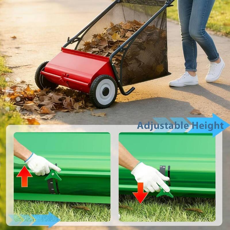 21 Inch Manual Push Lawn Sweeper, 3.5 Cu. Ft. Hopper Capacity Grass Sweeper for Yard and Garden Clean up