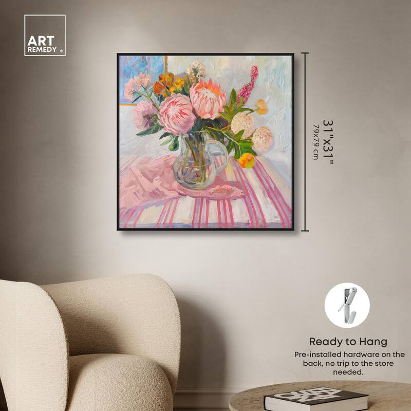 Pink Protea Pitcher Canvas by Art Remedy