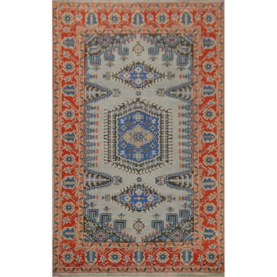 Geometric Heriz Serapi Rug Hand-Knotted Wool Carpet - 6'0"x 9'1"