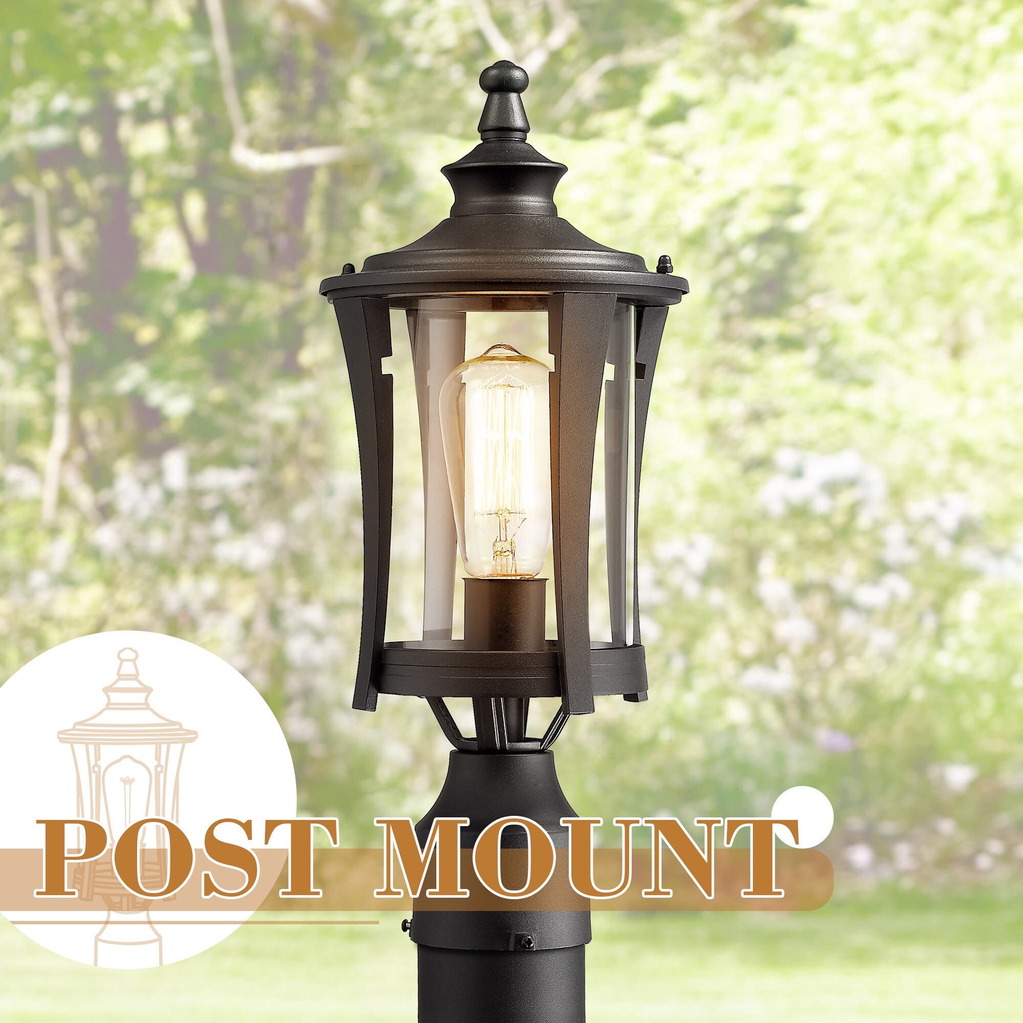Outdoor 1 Light Post Lantern Exterior with Pier Mount Base By EAPUDUN