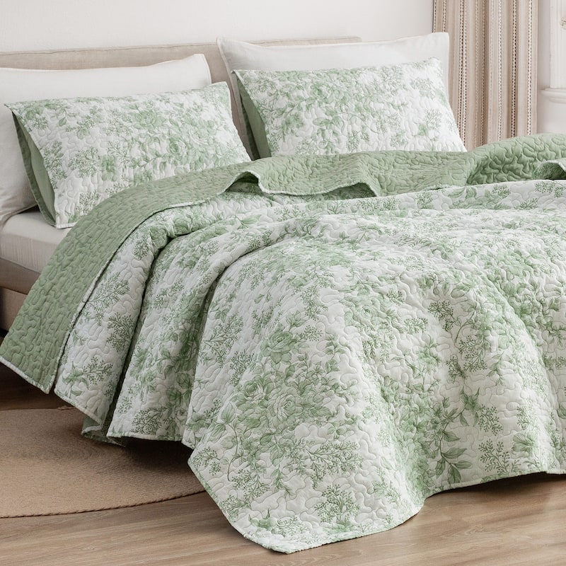 Wonderful Floral Quilt Set 3 Piece Cotton