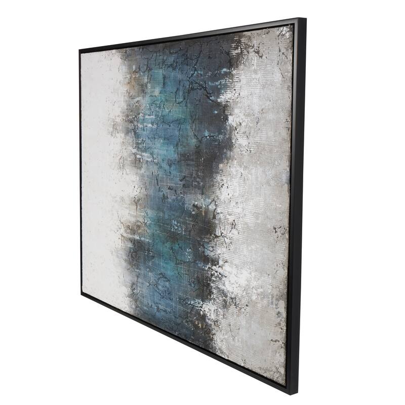 Silver Canvas Silver Embellishments Geometric Living Room Framed Wall Art with Black Frame