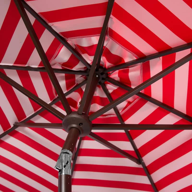 SAFAVIEH Hadire Inside Out Striped 9 Ft Crank Outdoor Umbrella