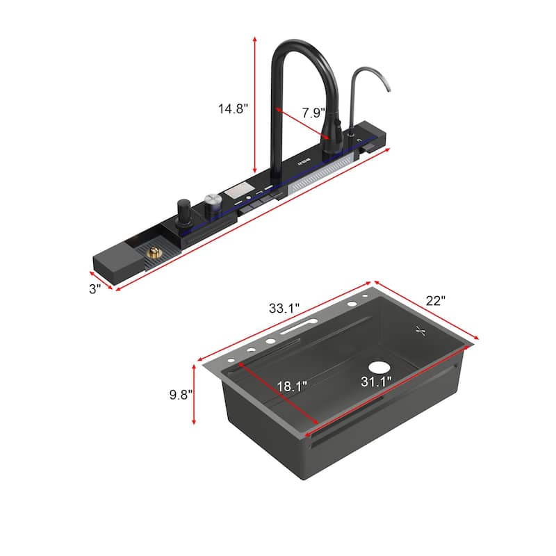 Multi-Functional PVD Nano Black Kitchen Sink for Modern Homes