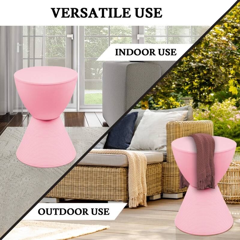 Boyd Round Side Table with Ribbed Design Base - Accent Hourglass End Table with Removable Lid for Living Room & Bedroom