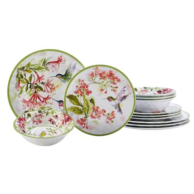 Certified International Hummingbirds Melamine 12-piece Dinnerware Set, Service for 4